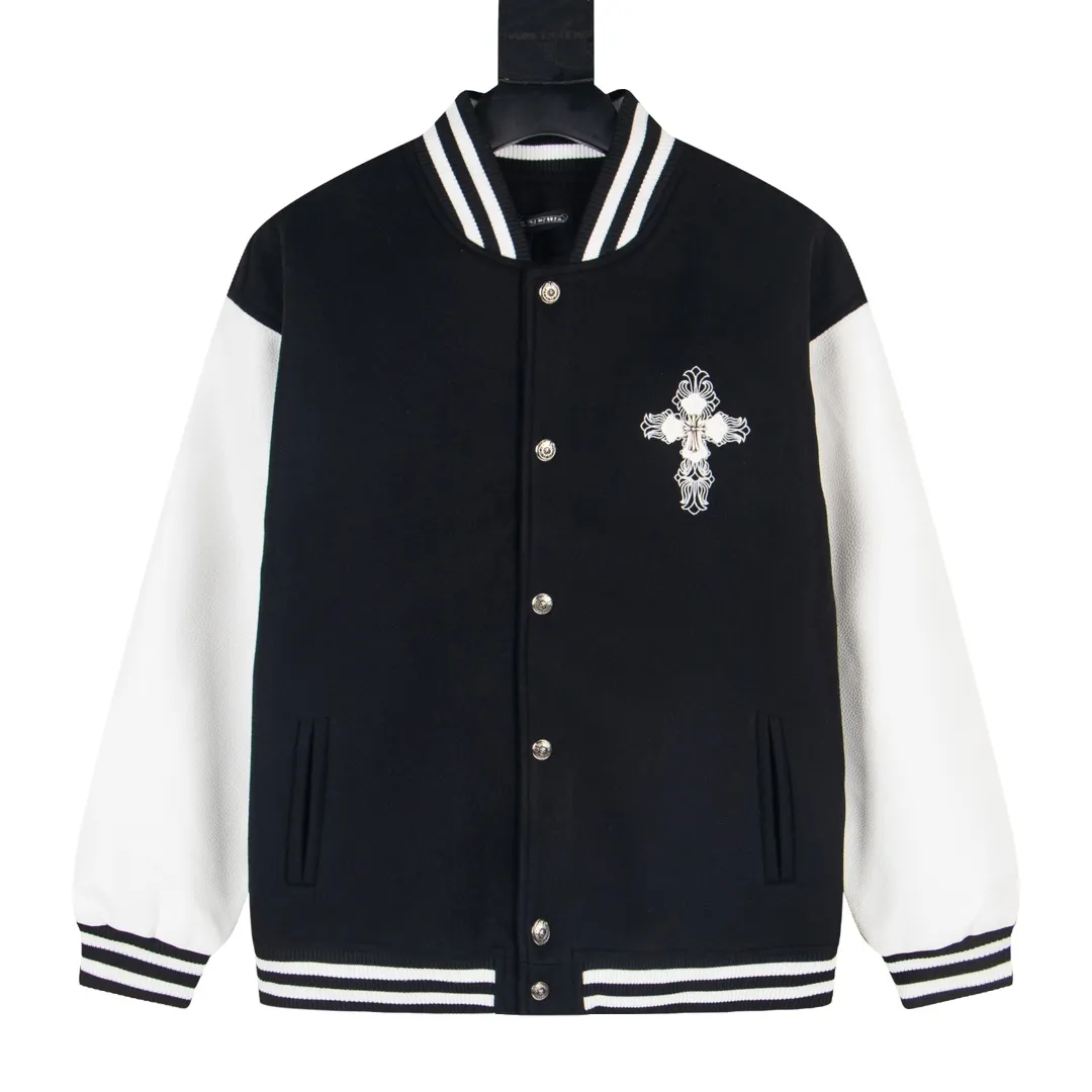P380 model number Y609 Chrome Hearts Fw25 Chrome Hearts Horseshoe Cross Baseball Jacket. Same style for men and women. New product is hotly shipped. Original customized woolen fabric has a little thickness. The upper body is still very good in early spring weather. Imported spliced pu leather sleeves. Original molding and fine leather. Super heavy-duty design on the chest and back. Exclusive customized cross metal decoration. Customized loose fit. Both men and women are very handsome. All details respect the original version. Mold customization of distressed cross snaps with incomparable distressed texture SIZE:M-XXL
